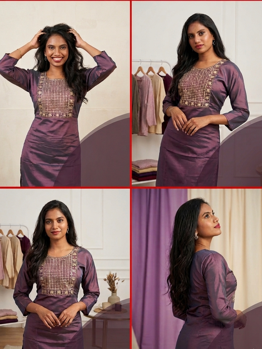 shining silk look kurti